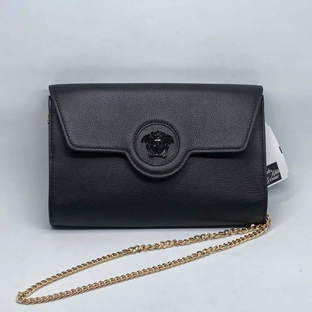 Versace La Medusa Tonal Leather Wallet Crossbody Bag